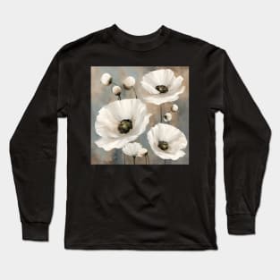 White Poppies II Floral Art Long Sleeve T-Shirt